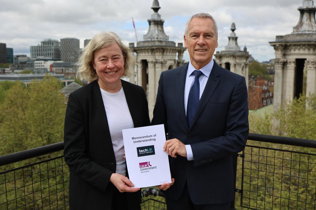 Image from techUK - Julian David and CEO of techUK, and Joanna Killian, CEO of the LGA.